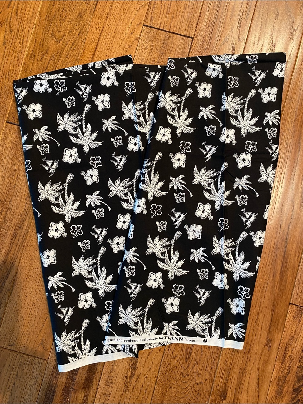 Black Tropical Print Fabric Panel
